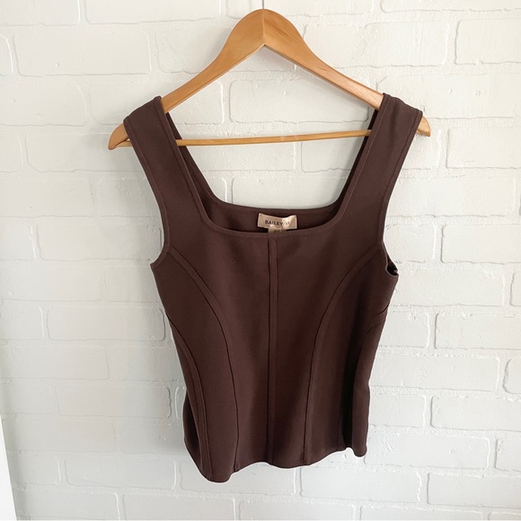 Anthro x Bailey 44 Chocolate Brown Corset Bustier Top Sculpting Knit Structured - Picture 3 of 11